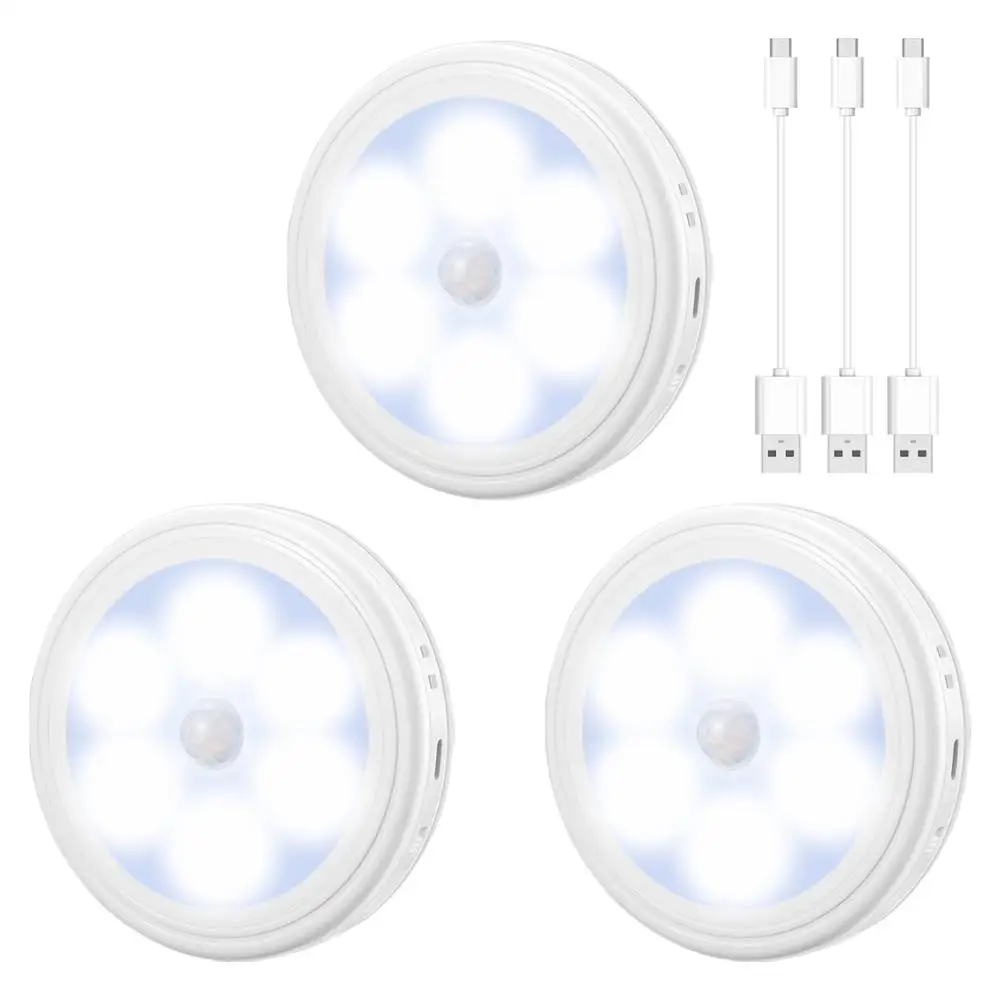 Ночник AMIR светодиодный беспроводной магнитный с датчиком движения 3 шт.|Ночники| |