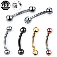 10pcslot g23 titanium crystal curved barbell eyebrow banana piercing rings ear tragus helix navel rings jewelry bijoux earlets