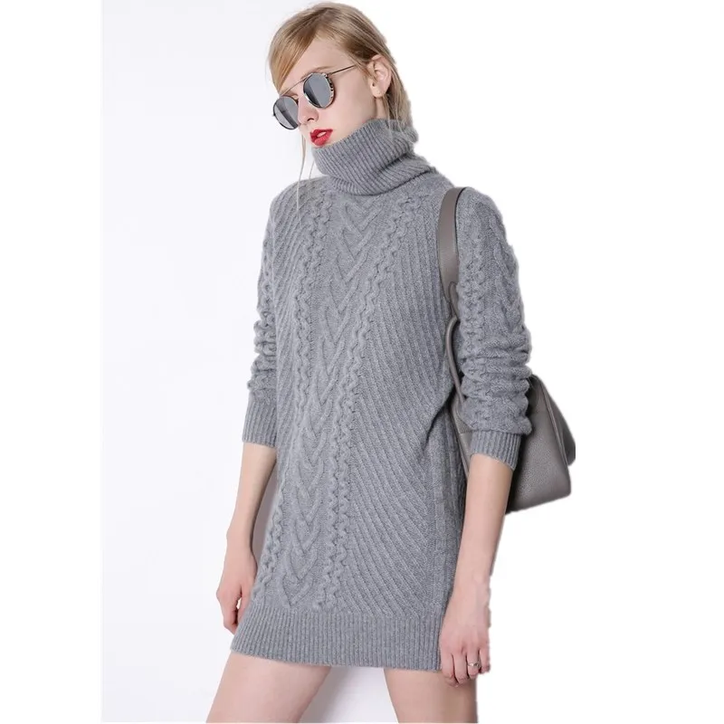 GejasAinyu sweaters fashion women turtleneck sweater Long dress Loose knitting Pullover womens winter tops | Женская одежда