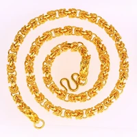 massive mens dragon design yellow gold filled mens necklace chain link