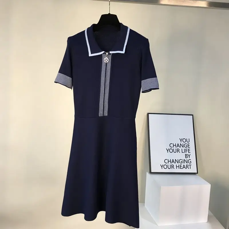 ALPHALMODA Новое модное трикотажное платье без застежки с высокой талией, женское повседневное летнее платье трапециевидной формы с коротким рукавом