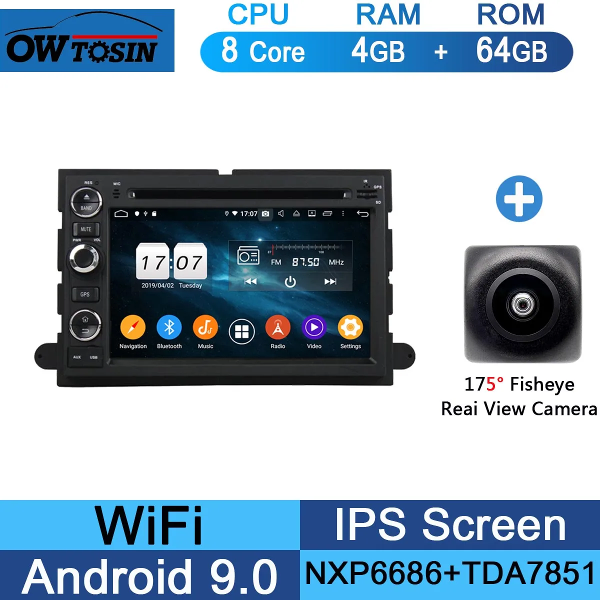 64G Fisheye Camera " ips 8Core 4G+ 64G Android 9,0 автомобильный DVD радио gps для Ford Explorer Fusion Mustang Focus Edge Expedition Escape F150 DSP CarPlay - Цвет: 64G Fisheye Camera