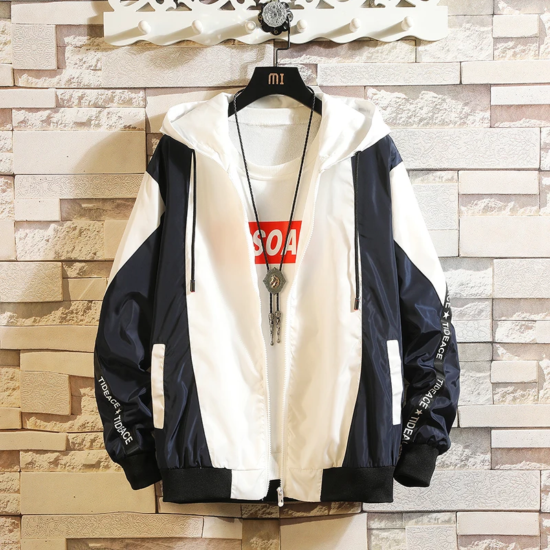 2018 весна и осень Для мужчин новый строчки контрастного Цвет куртка молодежная