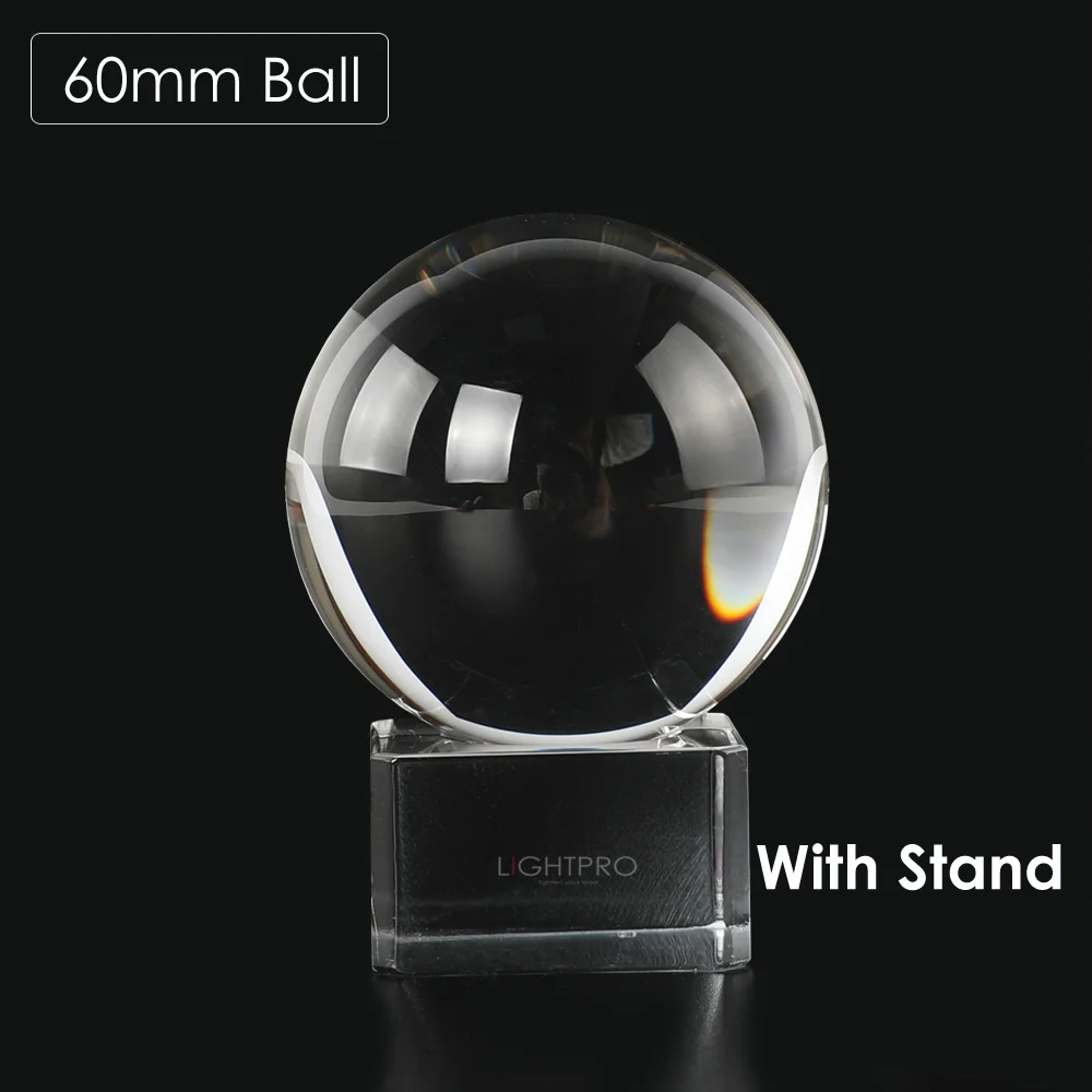 60mm ball w stand Фон для фотосъемки с украшением в виде кристаллов объектив мяч 50/60/70/80/90/100/110 мм(ширина)/Портативный сумка АЗИАТСКИЙ КВАРЦ прозрачного волшебный стеклянный шар для фото съемки - Цвет: 60mm ball w stand