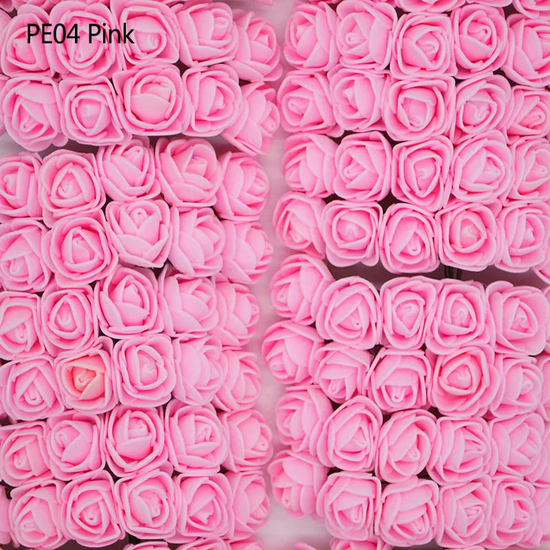 Pink 144 шт мини-медведь, розы, искусственные цветы, Плюшевый цветок, скрапбукинг, Свадебное Ремесло, сделай сам, День матери, цветы, подарки - Цвет: Pink