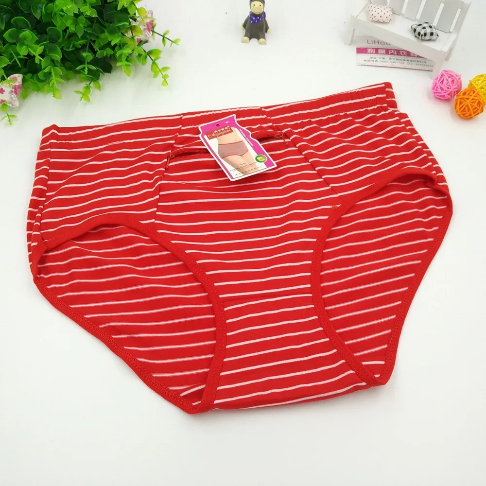 10 шт./лот ropa interior femenina хлопковое Полосатое нижнее белье на молнии для безопасности женские трусики размера плюс 4XL Нижнее белье женские трусы