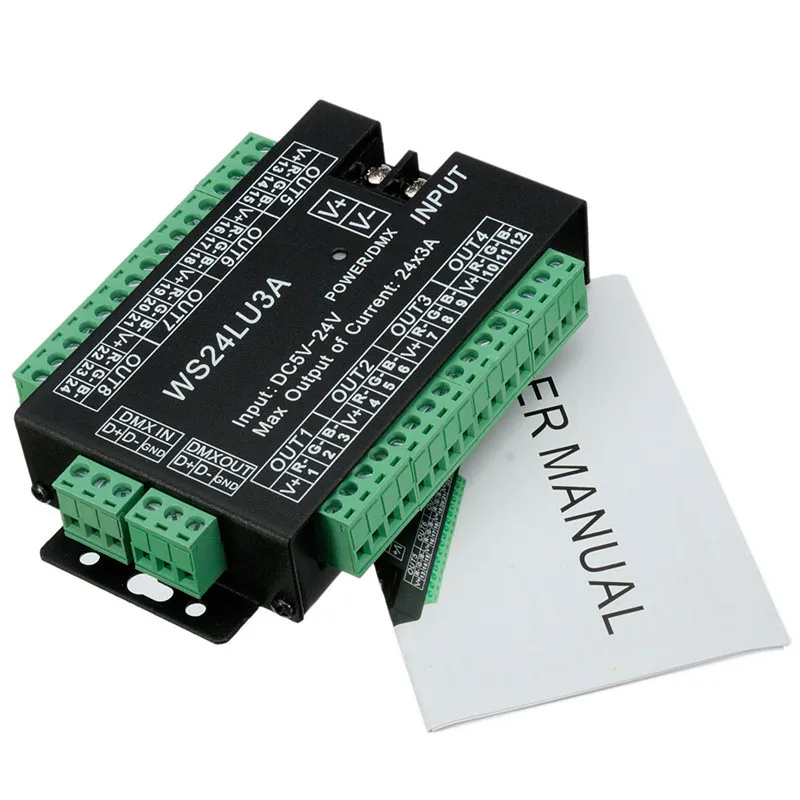 24CH 24 канальный dmx512 DMX декодер светодиодный DMX512 контроллер DC5V 24V каждый канал макс