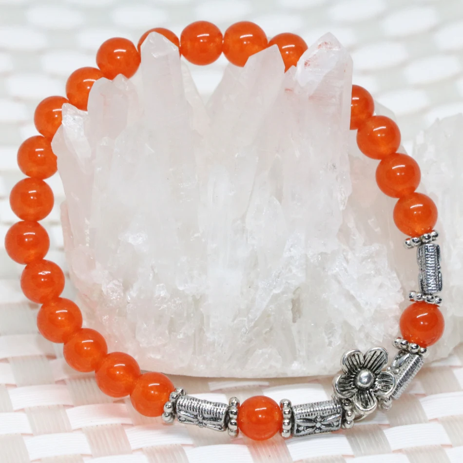 Натуральный красный браслет с круглыми бусинами растягивающийся для женщин 6 мм