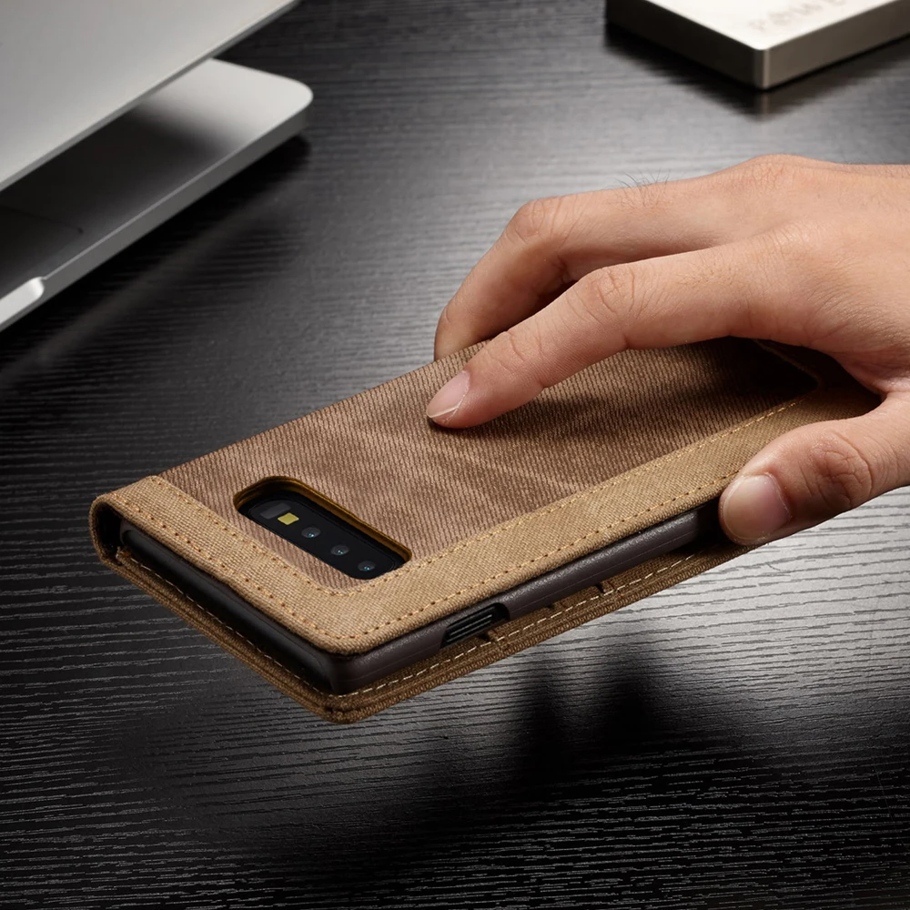 Роскошный холст кожаный чехол-книжка с магнитной застежкой и Fundas для Samsung Galaxy S10 S9