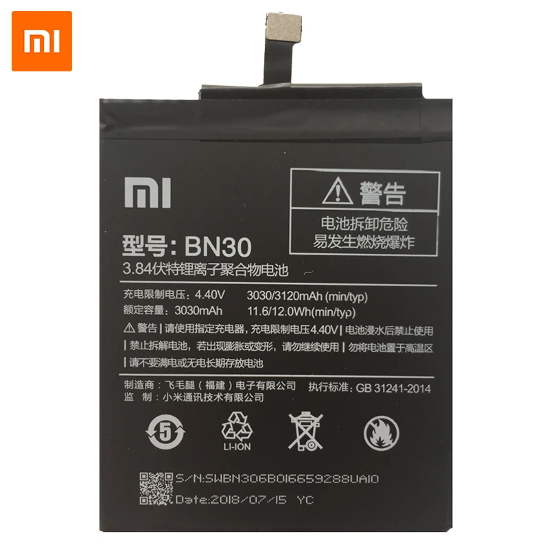 Xiaomi Оригинал BN30 сменные батареи для Redmi 4A высокое качество 3120mAh Redrice Hongmi