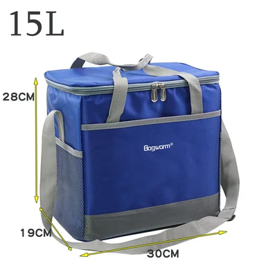 blue 15L 15L 25L утолщенная сумка-холодильник, большая Термосумка для пикника, Ланч-бокс, теплоизоляционная сумка на плечо, сумка для льда, еды, напитков, вина, крутая сумка - Цвет: blue 15L