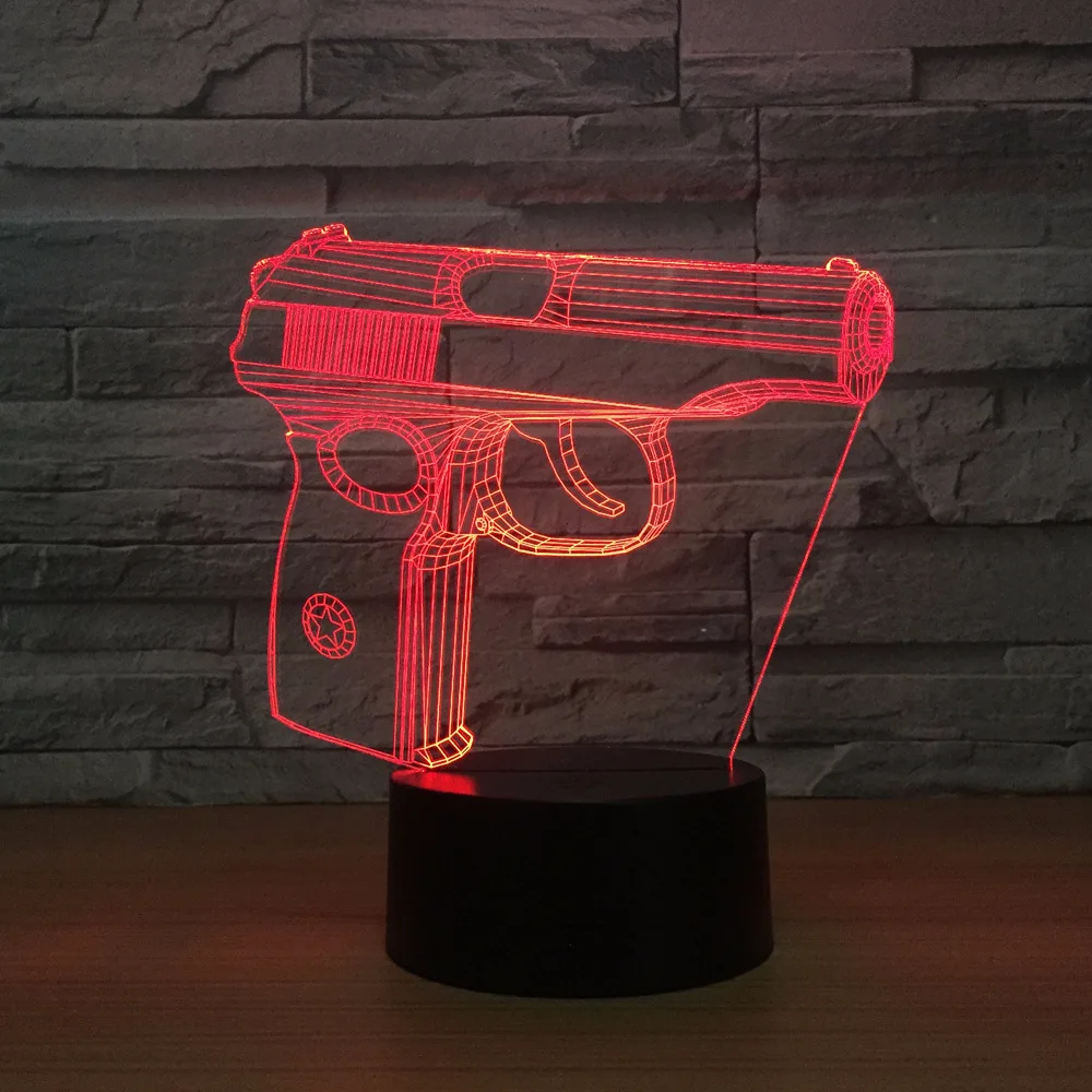 Пистолет 3d лампа 7 цветов светодиодный ночник для детей сенсорный светодиодный Usb Настольный Lampara Lampe детский спальный ночник комнатный светильник