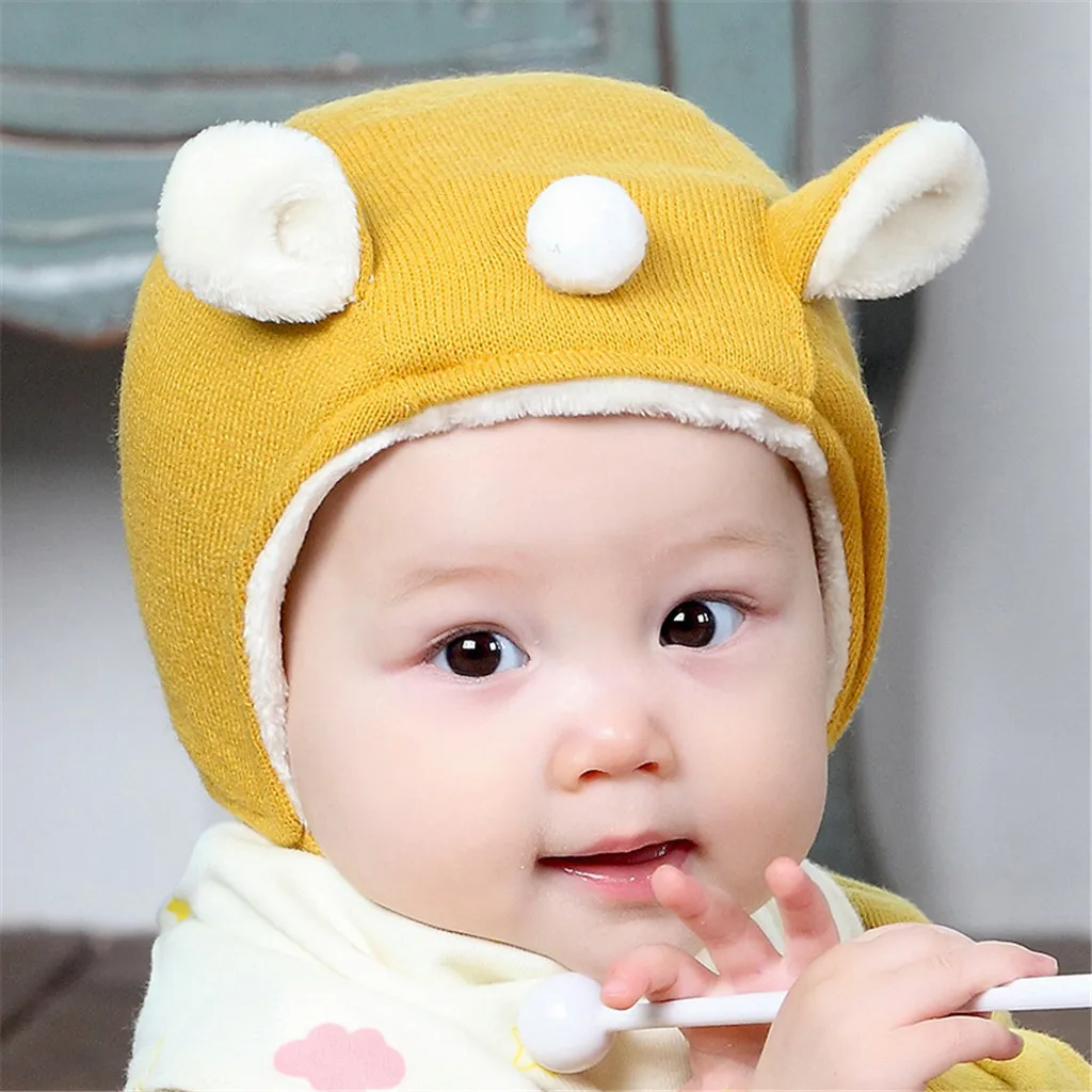 Children Rabbit Ears Warm Caps Cartoon Moving Embroidered wool cap Hat Scarf Baby Bonnet Enfant Cute for Girl Boy 1D19 | Детская одежда