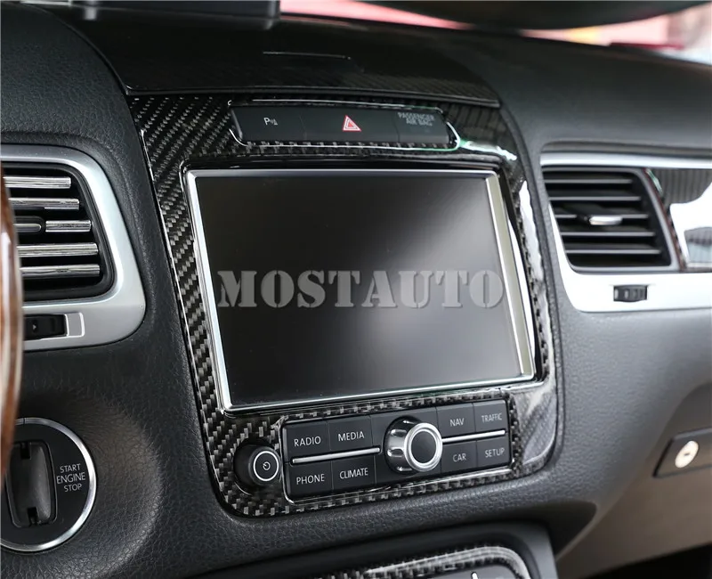 Для VW Touareg углеродное волокно центральной консоли gps навигации накладка 2011- 1 шт