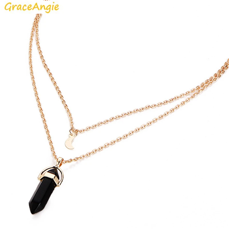 GraceAngie 1 шт. двухслойная многоцветная Подвеска из натурального камня ожерелье