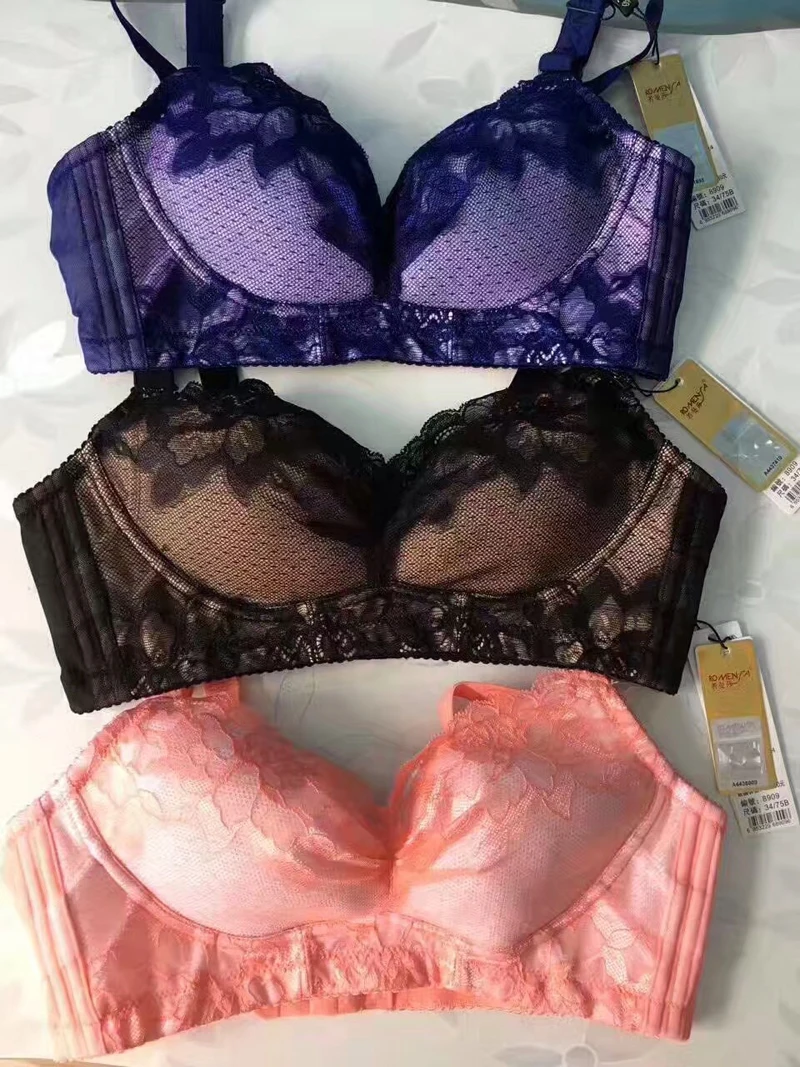 8909# Romensa Новая Европа Для женщин наборы белья Sexy 3/4 стакана кружевной бюстгальтер и Краткие наборы без косточек 0,33 см