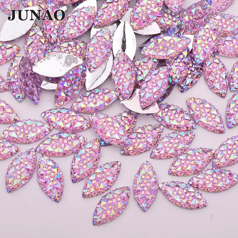JUNAO 7*15 мм пистолет черный цвет смоляные искусственные бриллианты с плоской