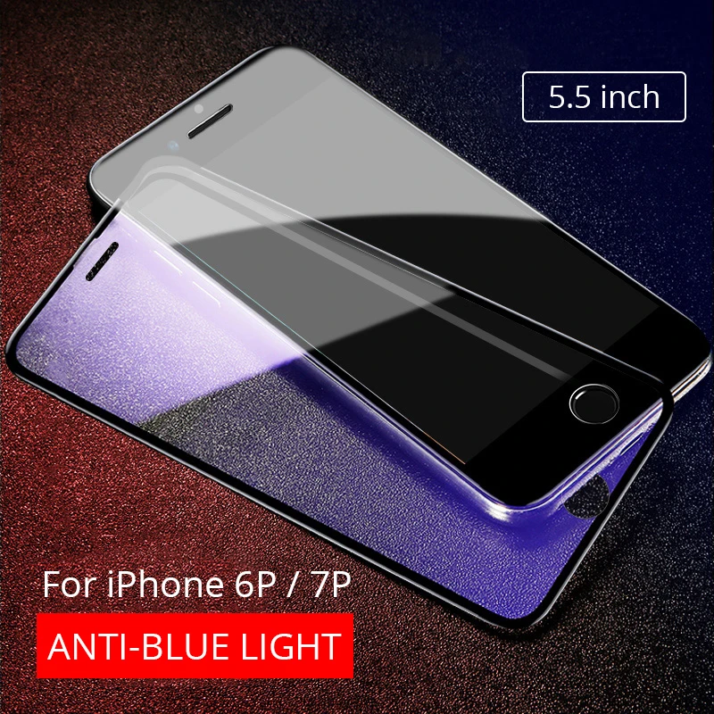 black for iphone6P7P Рок-н-анти-синий светильник Экран протектор для iphone 8 7 6 6s Plus закаленное Стекло 9D экран загибающаяся Защитная Стекло для iphone 8Plus - Цвет: black for iphone6P7P