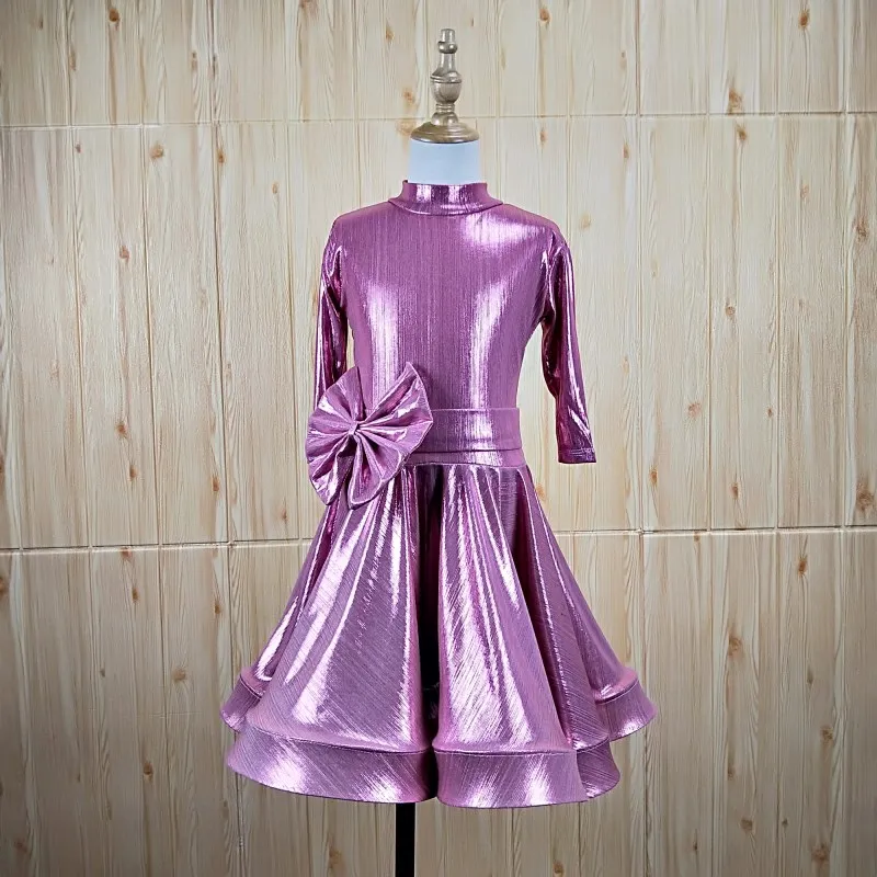 

Shining Purple Latin Dance Dress For Girls Creation Standard Ballroom Dancing Latin Dresses For Kids Competition Costume