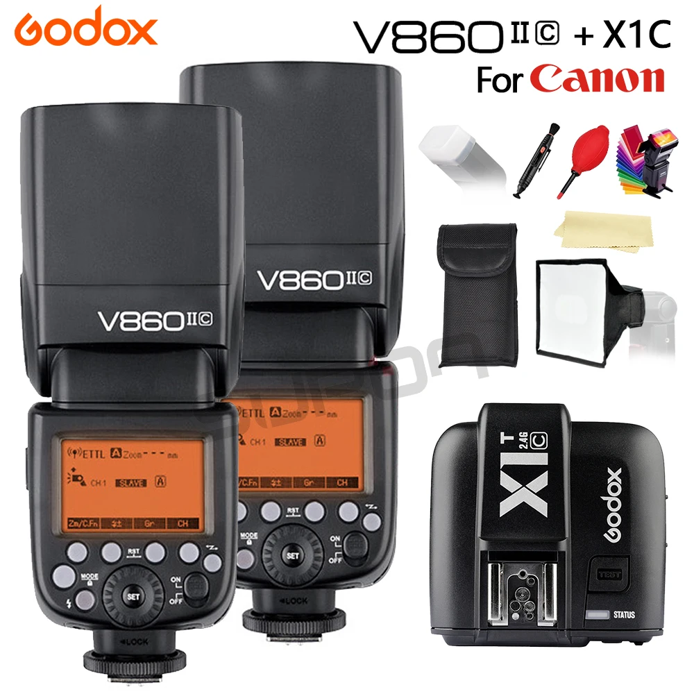 Godox Вспышка Speedlight 2 * V860IIC GN60 TTL вспышка для фотокамер Speedlite HSS 1/8000S | Фотовспышки -32843593625