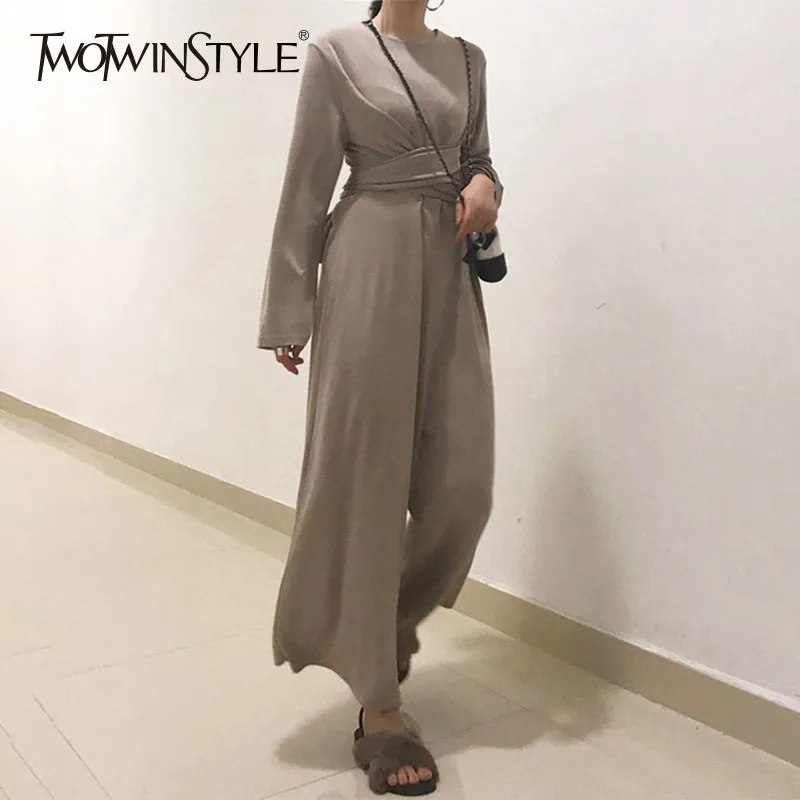 TWOTWINSTYLE элегантный Для женщин комбинезон тонкий Узелок Высокая талия Осенние