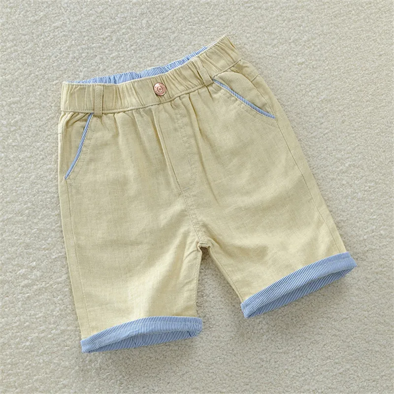 Летние Повседневные детские брюки для мальчиков хлопок и лен смесовой ткани