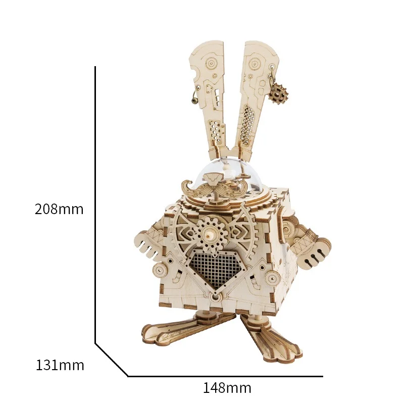 Robud паровой панк строительные часы кролик модель музыкальная шкатулка