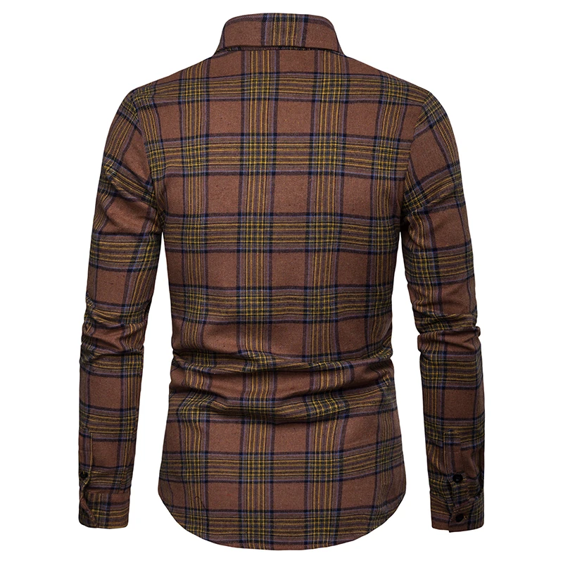 Free Shipping 2019 New Arrival Men's Business Spring and Autumn Plaid Casual Long Sleeve Mens Shirt | Мужская одежда