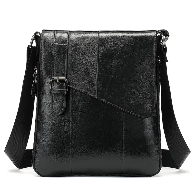 Bright Black Кроссбоди винтажная портфель кожаная сумка мужская натуральная кожа через плечо женская сумки сумочка мешок для мужчин продуктов документов телефона мессенджер на ногу коричневая черная сумочки кросс боди ретро винтаж - Цвет: Bright Black