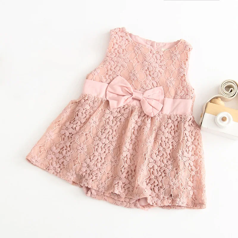 

New Arriavl Lace Romper Dress Sleeveless Baby Girls Princess Party Dresses Cotton Newborn Costume RT337