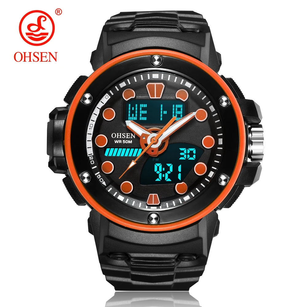 OHSEN цифровые часы мужские военные армейские спортивные оранжевые