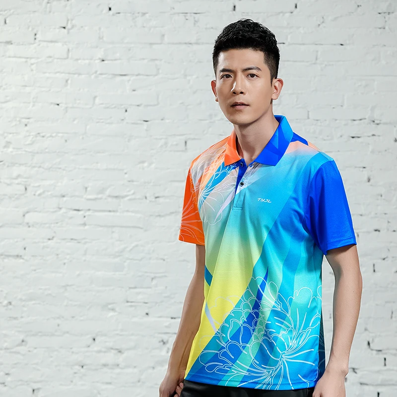 Man 1 shirts Новые быстросохнущие рубашки для бадминтона для мужчин/мужчин, одежда для бадминтона, рубашки для настольного тенниса, теннисные рубашки, спортивные футболки 2621 - Цвет: Man 1 shirts