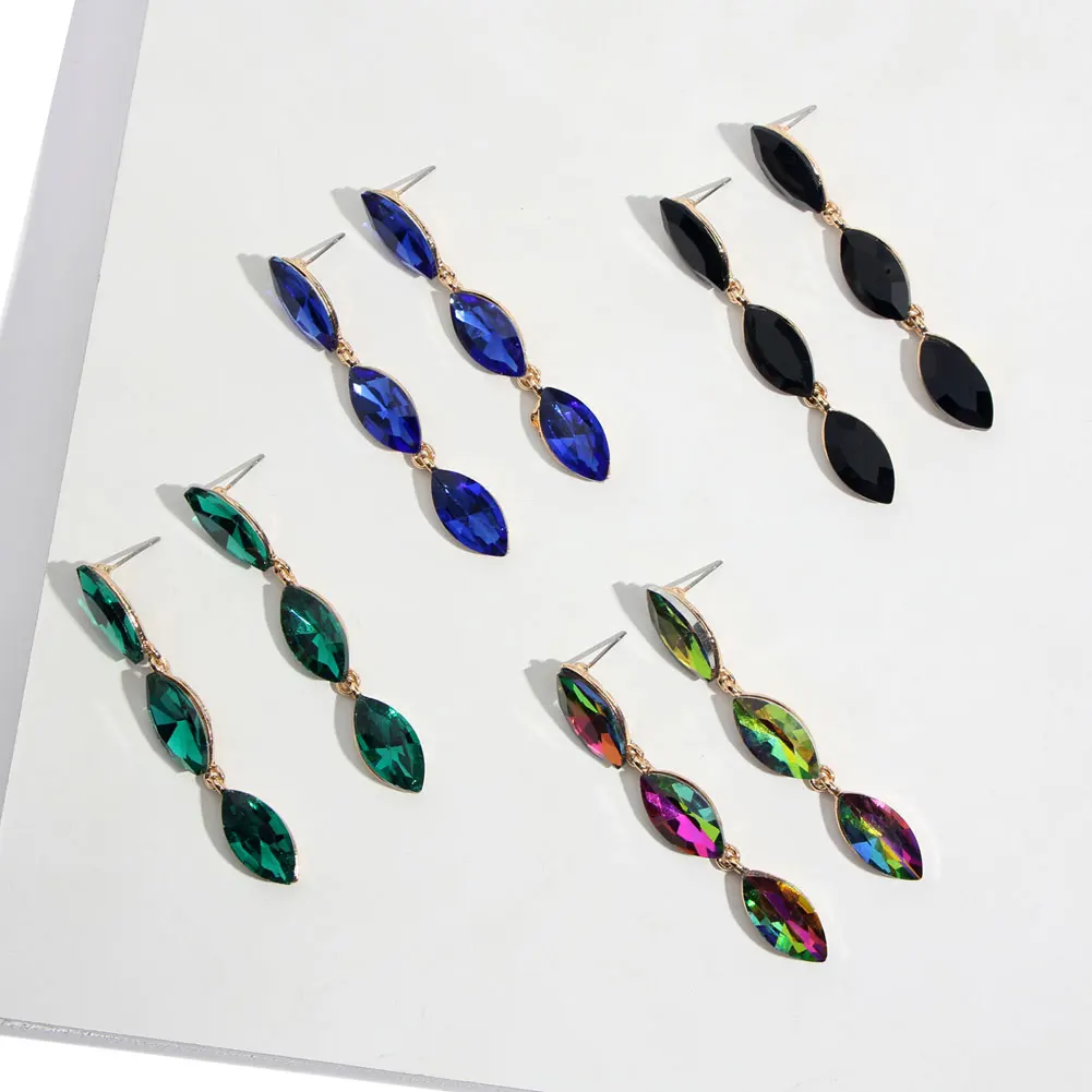 Женские серьги подвески с кристаллами на цепочке|Серьги-подвески| |