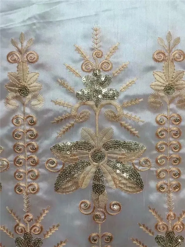 Nigerian George Fabrics French Design white Lace Material Markdown Sale Royal Blu Indian Raw Silk Georges with Sequins | Дом и сад