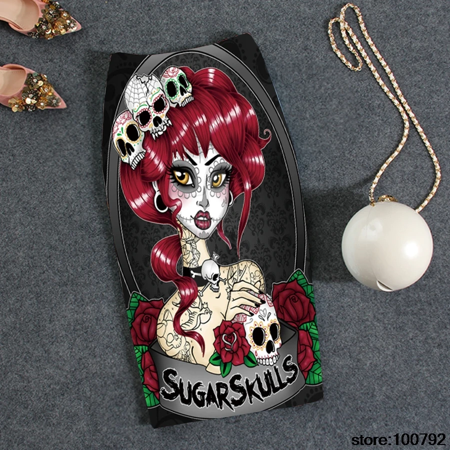 Летняя черная готическая одежда в стиле панк рок винтажная юбка карандаш с