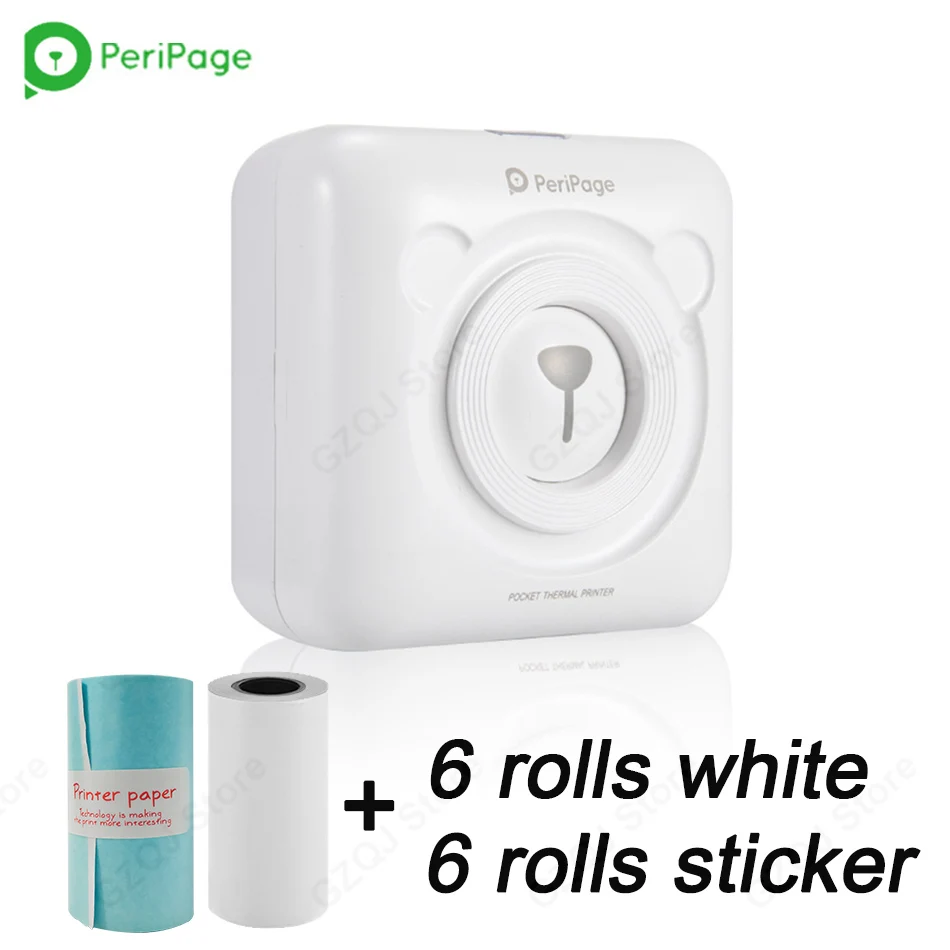 WH 6White 6Sticker Этикетка Mini Pocket Photo Printer Мобильный телефон Портативный ручной принтер Маленький принтер Mini Picture Printer для телефона Android IOS - Цвет: WH 6White 6Sticker