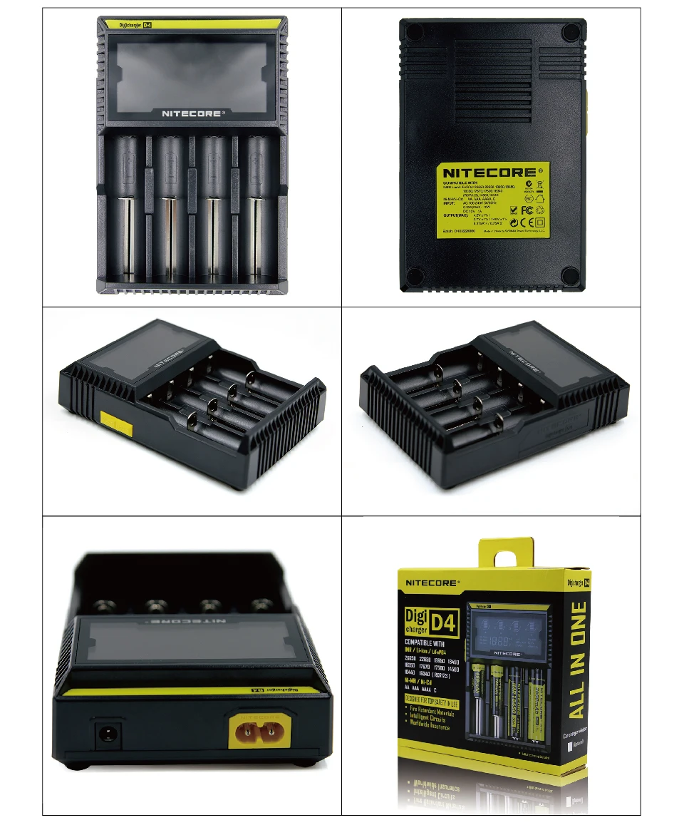 Оригинальное NItecore D4 D2 Новое I4 I2 Digi зарядное устройство lcd интеллектуальное Li-Ion AA AAA 18650 14500 16340 26650 зарядное устройство для автомобиля