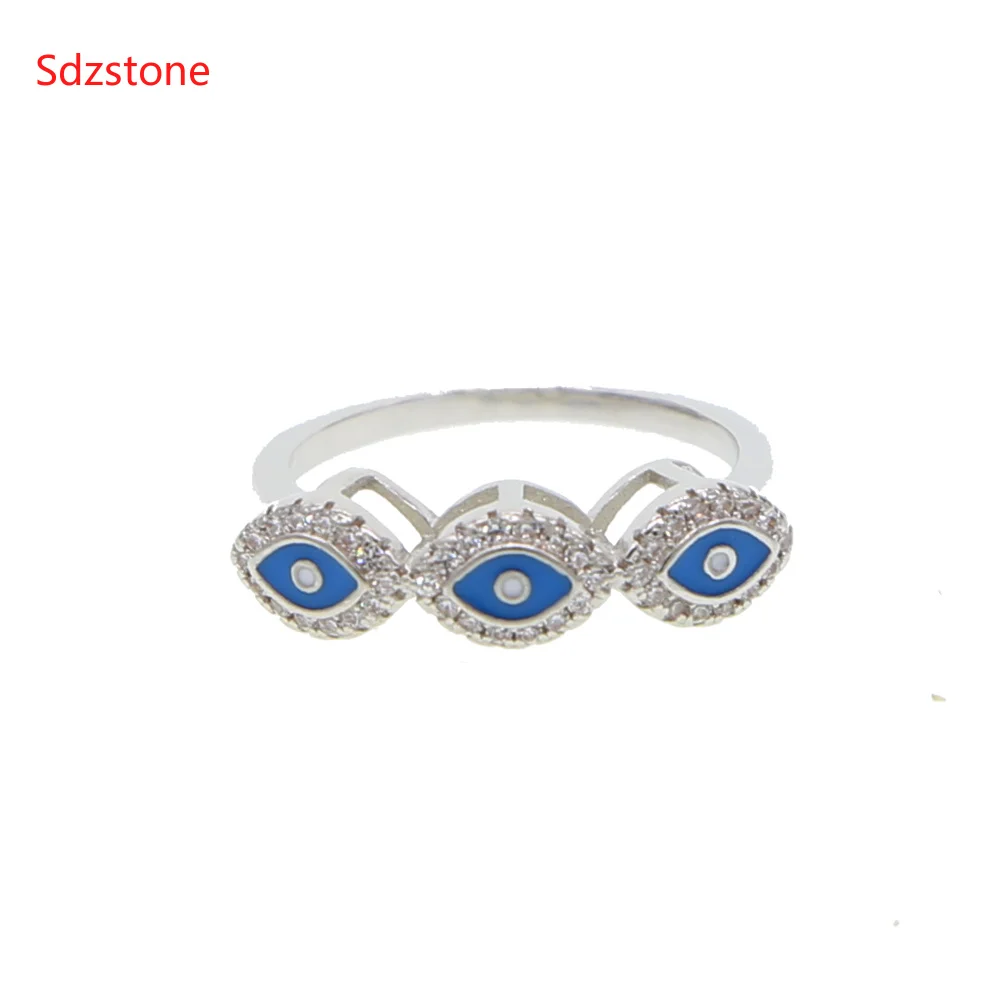 white blue enamel eye Punk Anel Ring Anillos Turkish Evil Eye Rings Jewelry Bff Best Friends Couple Fashion Designer | Украшения и
