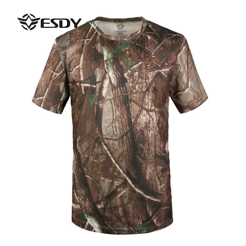 Мужская футболка в стиле милитари ESDY летняя с круглым вырезом и коротким рукавом