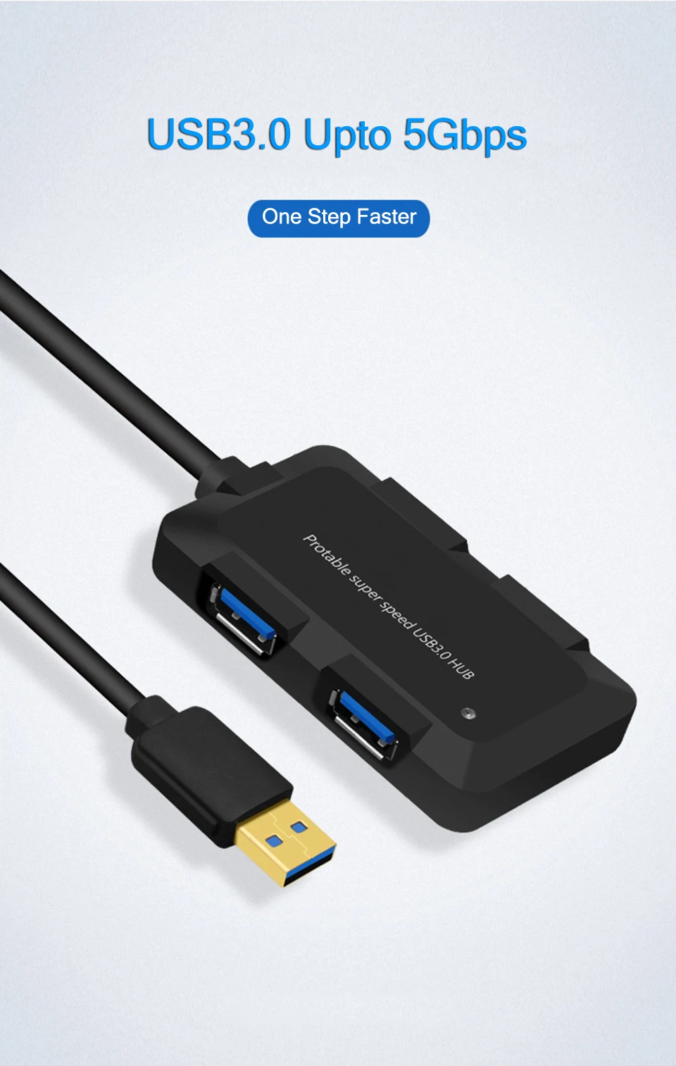 4 порта USB3.0 концентратор 5 Гбит/с супер скорость Hab 750 мм Кабель Портативный Черный Белый Micro-USB разветвитель питания для нескольких USB устройств