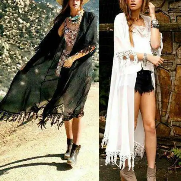 Хорошая продажа черный и белый один размер длинная свободная блузка открытое