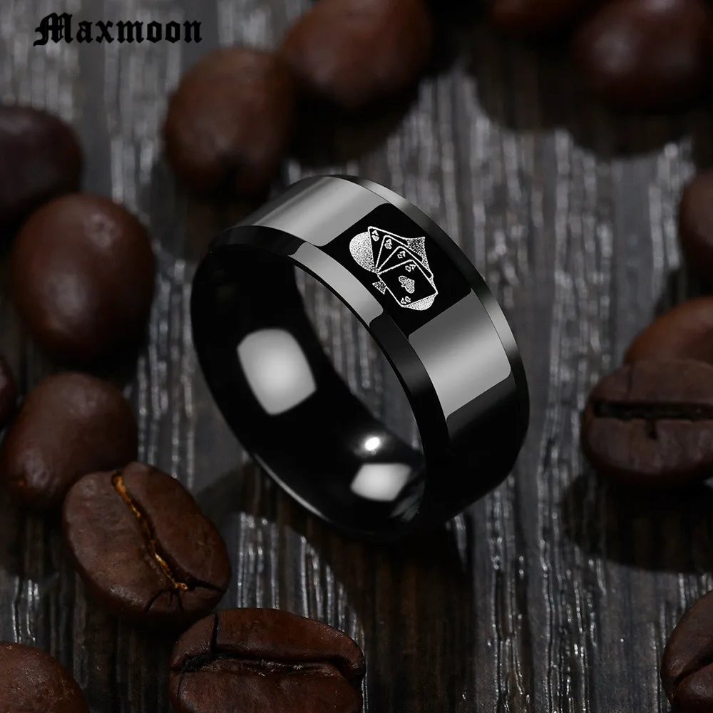 Maxmoon Magician stainless steel ring poker rings 316 Titanium Rings fashion men and women Jewelry gifts | Украшения и аксессуары
