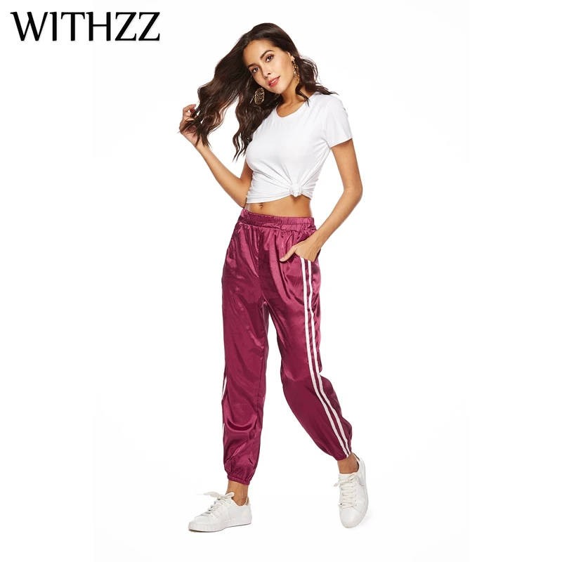 WITHZZ женские свободные штаны в полоску брюки для Для женщин гарем широкую ногу