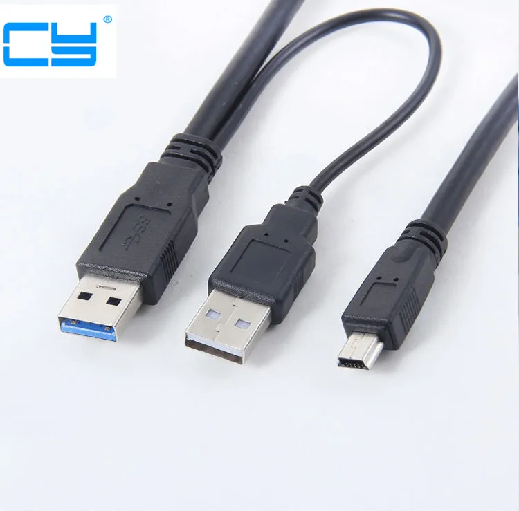 5G скорость USB 3 0 Мощность Y кабель два штыря к mini 10 Pin для внешнего жесткого диска 40