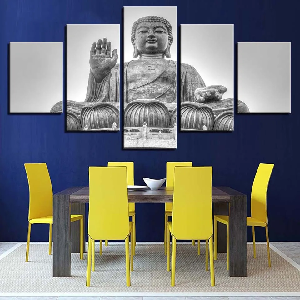 color Paintings Posters Wall Art 5 Panel Modern Large Oil Buddha Print Home Living Room Decorations Abstract 77 | Дом и сад