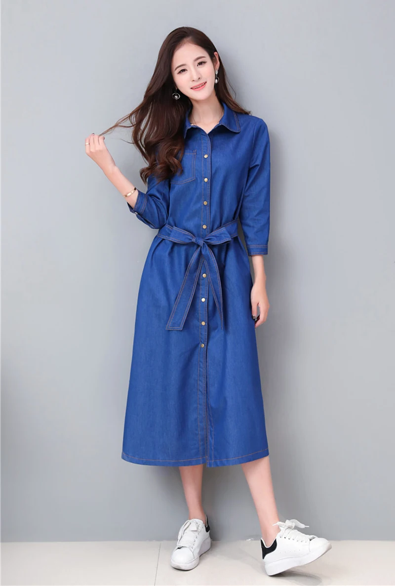 Женские джинсовые платья Летняя Новинка 2017 г. Ковбойское платье с длинными