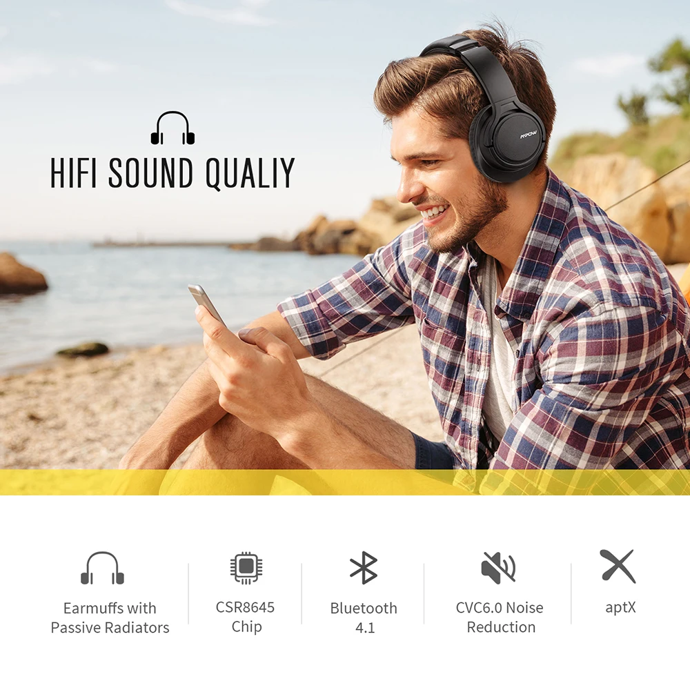 Оригинальные Mpow H7 Plus Bluetooth наушники беспроводные наушники Aptx гарнитура с 13 часами воспроизведения для iPhone X Xiaomi huawei