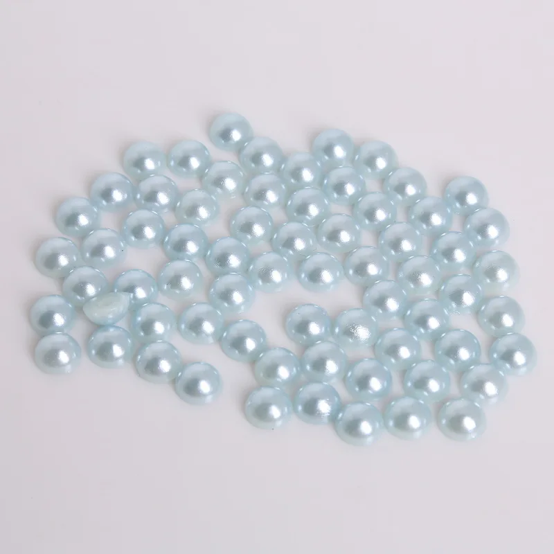 light blue 8 мм 200 шт много цветов Высокое качество плоские с оборота полукруглые пластиковые ABS имитация жемчуга бусины для шитья аксессуары DIY украшения - Цвет: light blue
