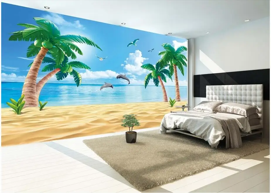 

3d room wallpaer custom photo non-woven mural Beach, the coconut decoration painting 3d wall murals wallpaper for walls 3d