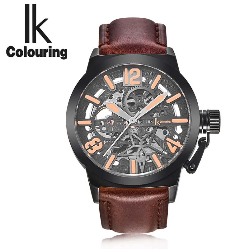 

IK New Luxury Casual Clock Men Automatic Watch Skeleton Business Watch Mechanical Relogio Male Montre Watch Mens Relojes